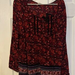 Old Navy Red Floral Blouse